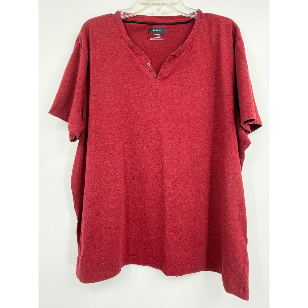 Alfani Men's Short Sleeve Red Henley T Shirt Size XXL Summer Preppy Workwear Y2K